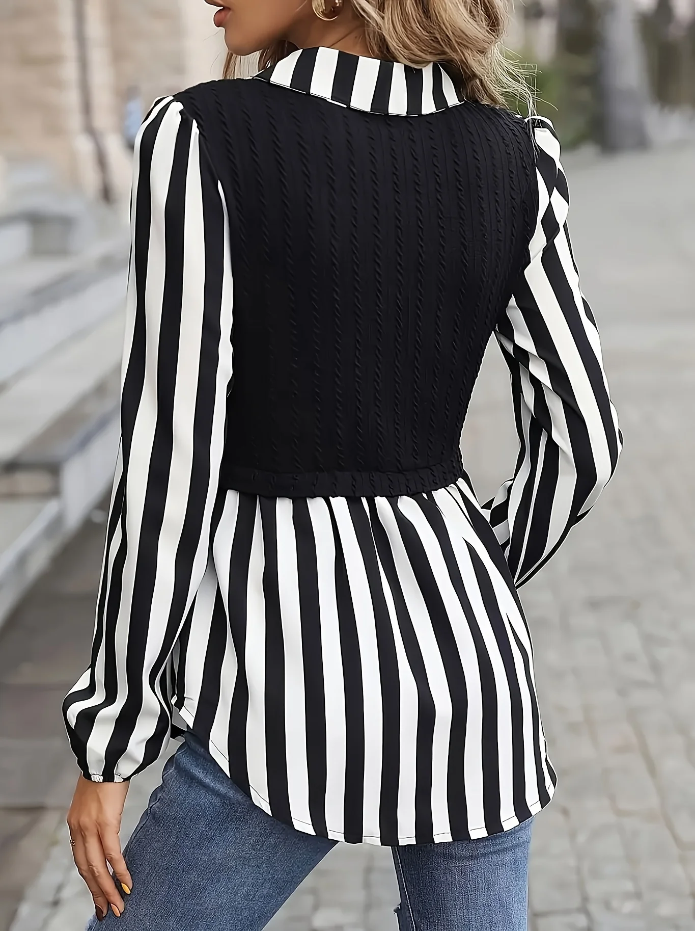 Women Shirt – Striped, Plus Size | Stretch Fit | Comfortable Daily Wear - Image 2