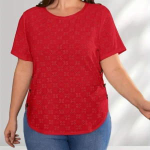 Women Shirt – Hollow, Plus Size (1XL-5XL) | Premium Fabric | Comfortable Daily Wear