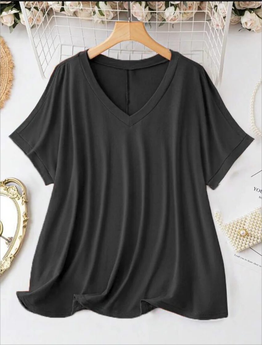 Women Shirt – European, Plus Size | V-Neck | Comfortable Daily Wear