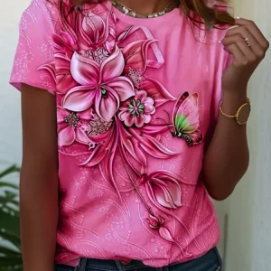 Women Shirt – T-shirt, Plus Size | Floral, Printed | Comfortable Daily Wear – SKU 1005007140451784