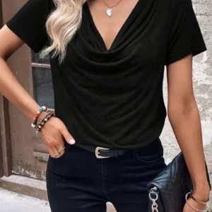 Women Shirt – V-neck, Plus Size | Premium Fabric | Comfortable Daily Wear – SKU 1005009377309317