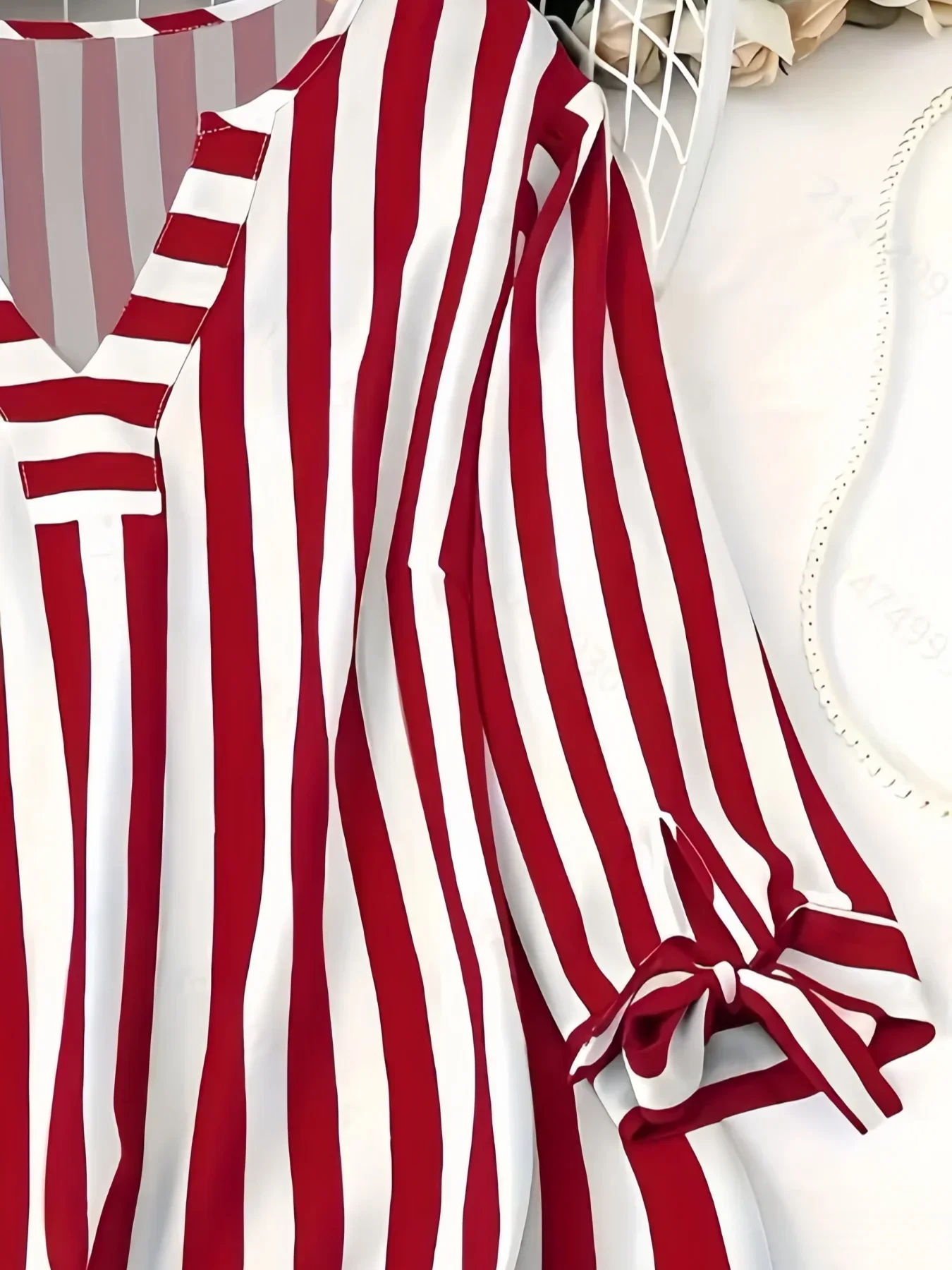 Women Shirt – Plaid, Plus Size | Breathable, V-Neck | Comfortable Daily Wear – SKU 1005009047348459 - Image 5