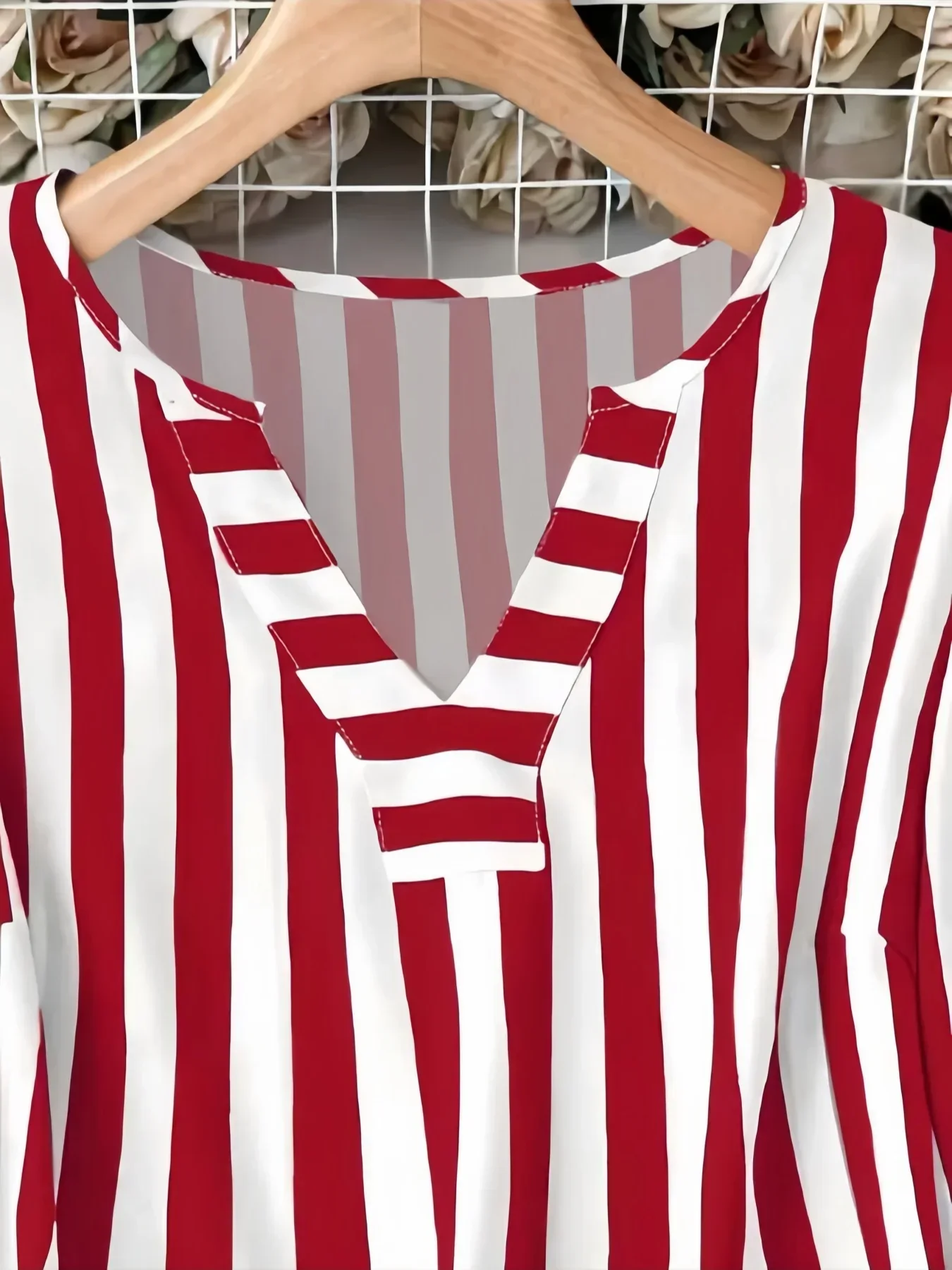 Women Shirt – Plaid, Plus Size | Breathable, V-Neck | Comfortable Daily Wear – SKU 1005009047348459 - Image 4