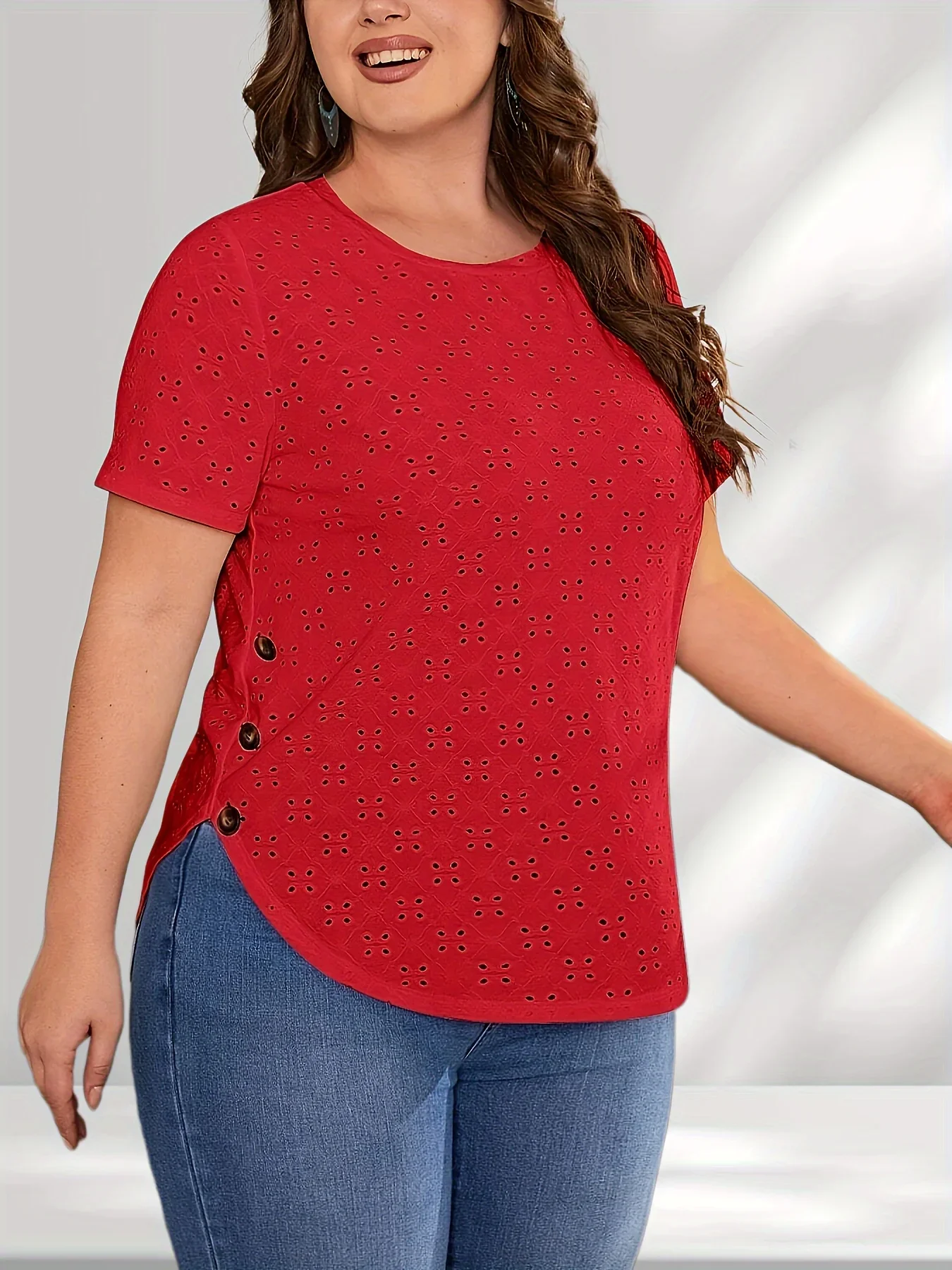 Women Shirt – Hollow, Plus Size (1XL-5XL) | Premium Fabric | Comfortable Daily Wear - Image 4