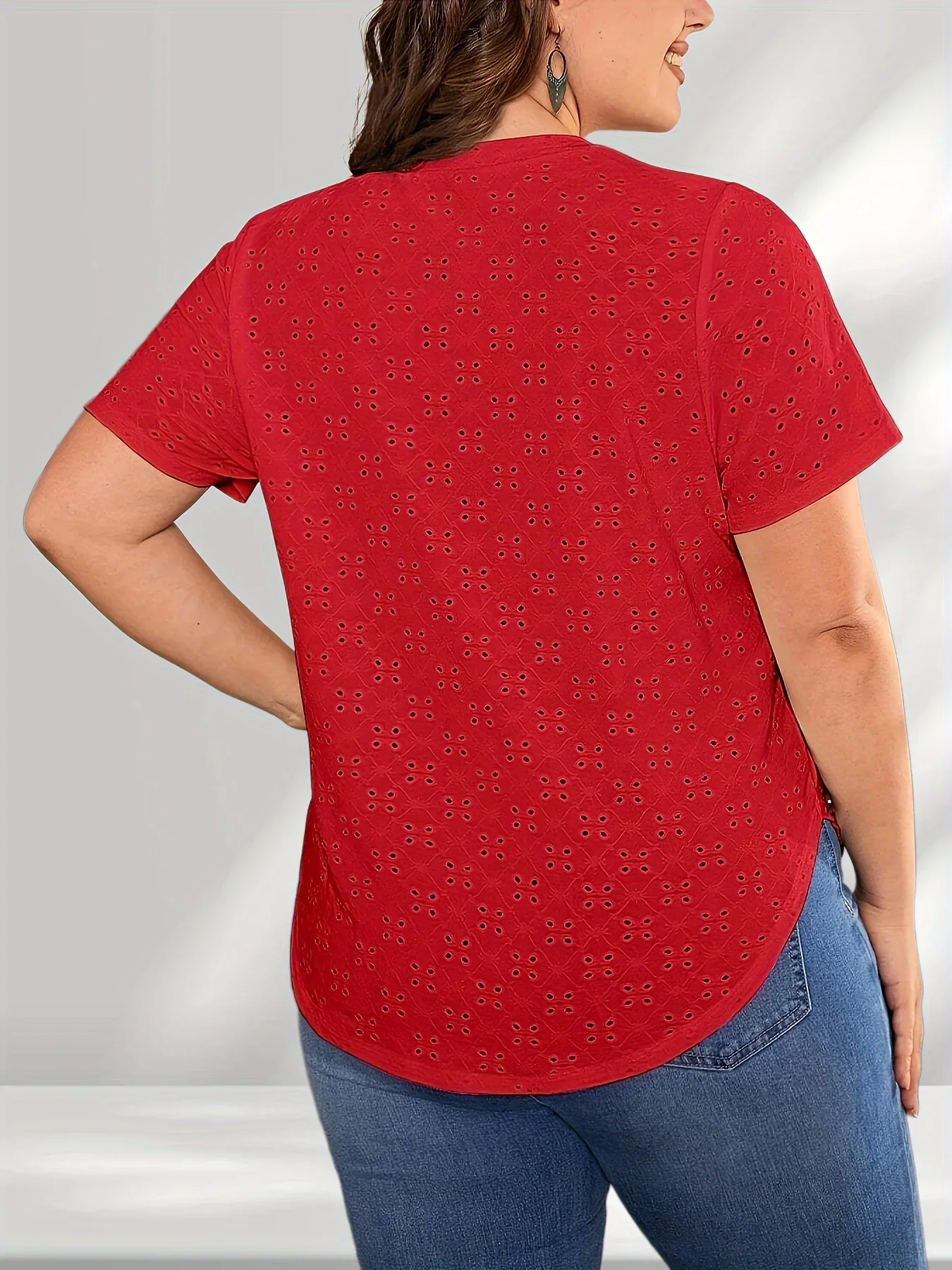 Women Shirt – Hollow, Plus Size (1XL-5XL) | Premium Fabric | Comfortable Daily Wear - Image 2