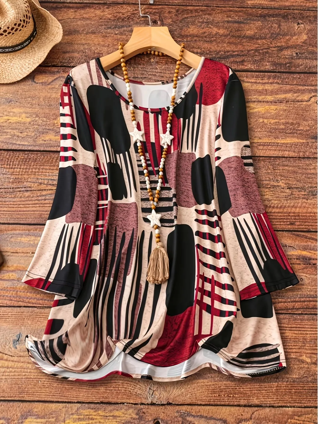 Women Shirt – Abstract, Plus Size | Printed, Stretch Fit | Comfortable Daily Wear - Image 4