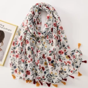Women Scarf – Tassel, Cotton | Floral, Printed | Soft Fabric for All Seasons
